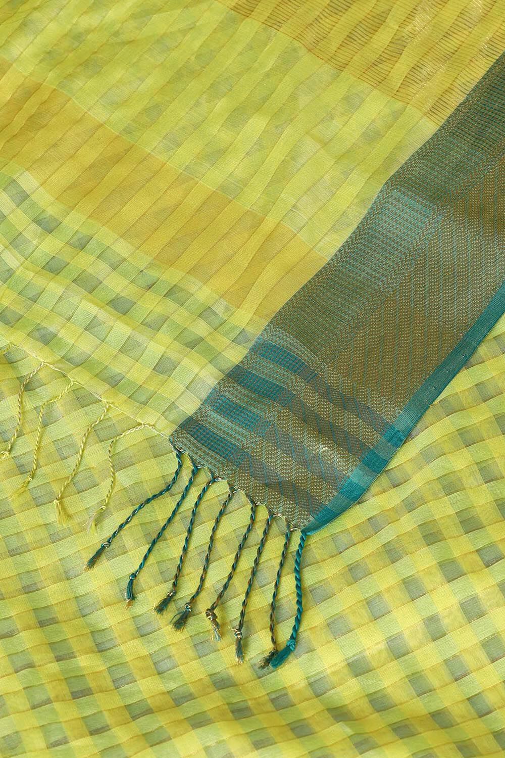 Yellow Pure Silk Cotton Maheswari Saree image number null