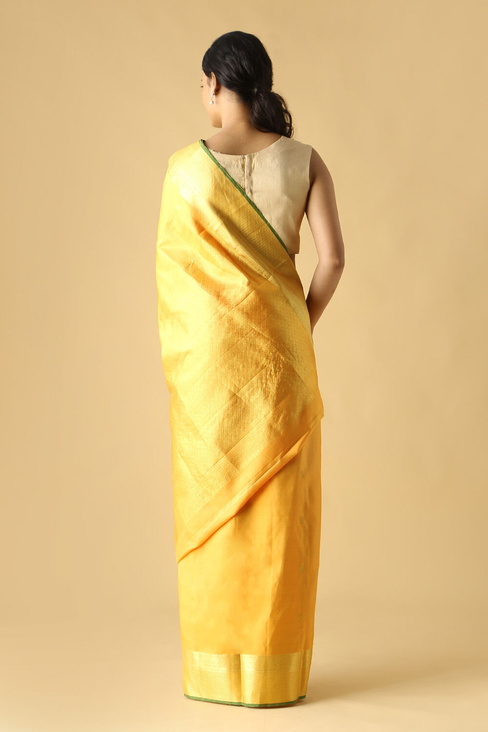 Yellow Pure Silk Kanjivaram Saree image number null