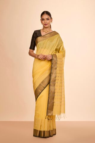 Light Yellow Woven Pure Silk Cotton Maheshwari Saree thumbnail image number null