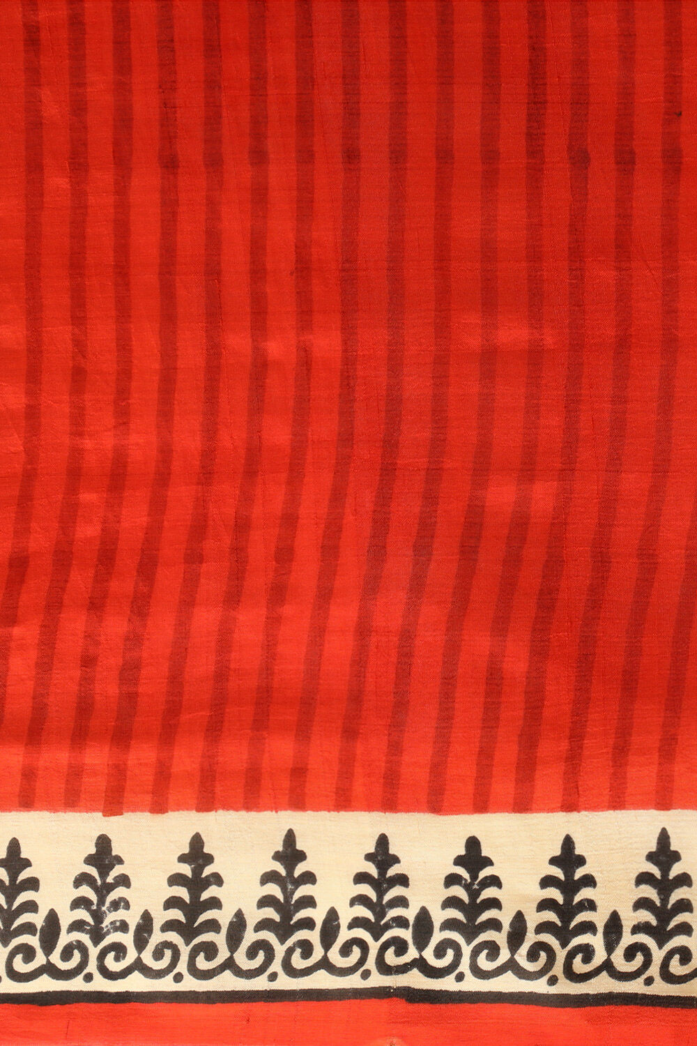 Off White Pure Silk Block Printed Saree image number null