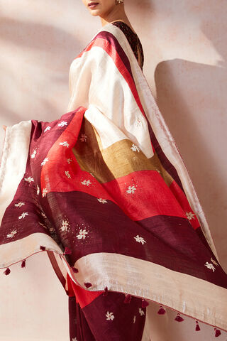 Multicoloured Hand Painted Silk Saree thumbnail image number null