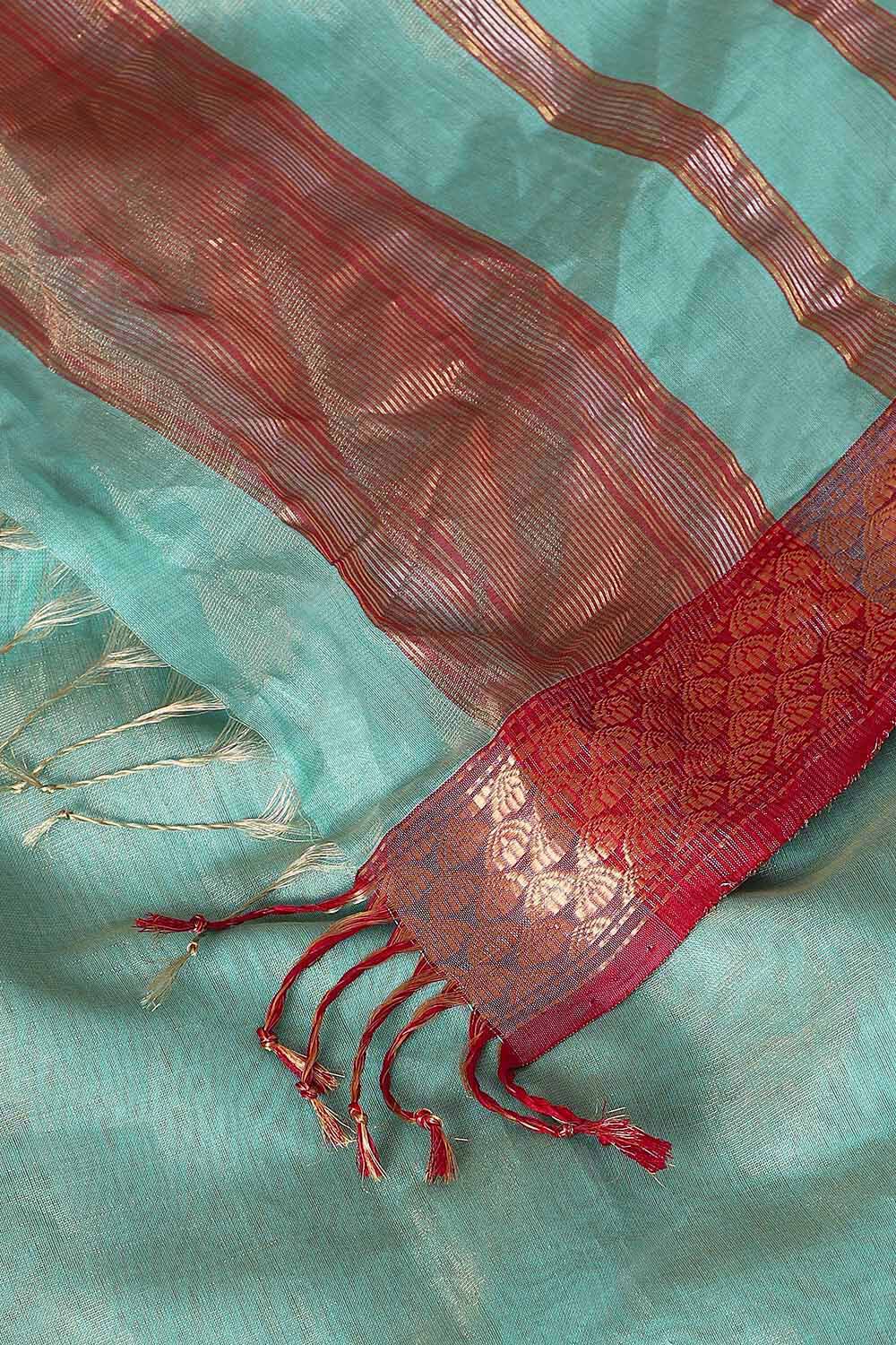 Blue Pure Cotton Tissue Maheswari Saree image number null