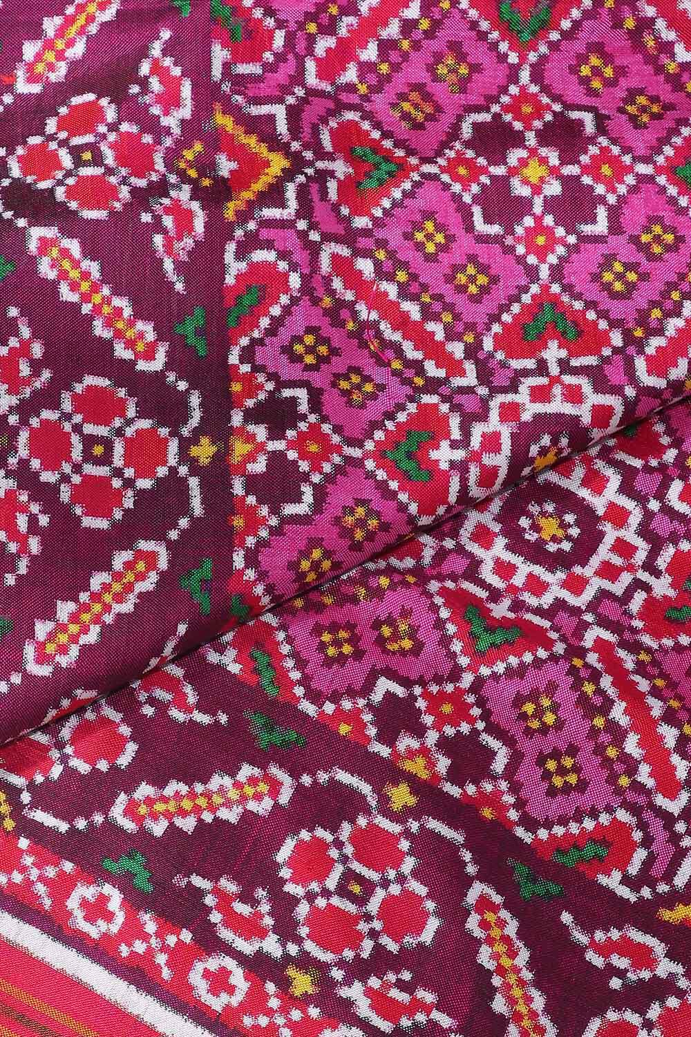 Pink Pure Silk Patan Patola Manekchok Bhat Saree image number null