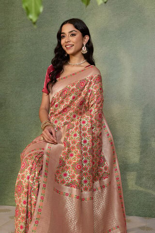 Light Pink Woven Pure Viscose Saree image number