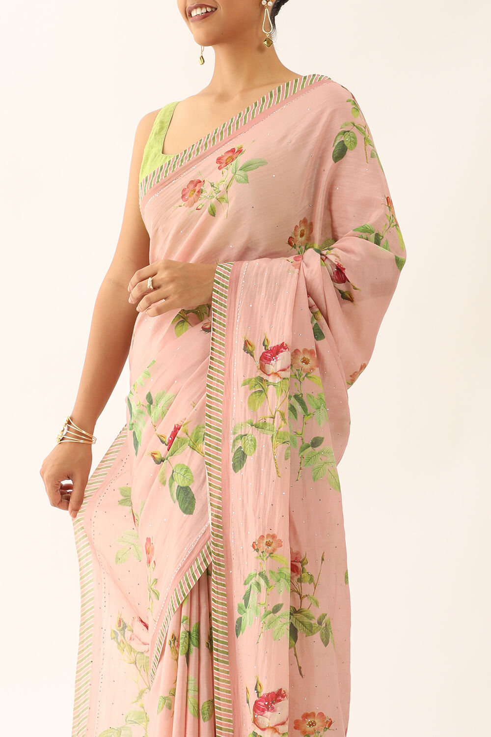 Light Pink Bhagalpur Pure Tussar Cotton Screen Printed Saree image number null