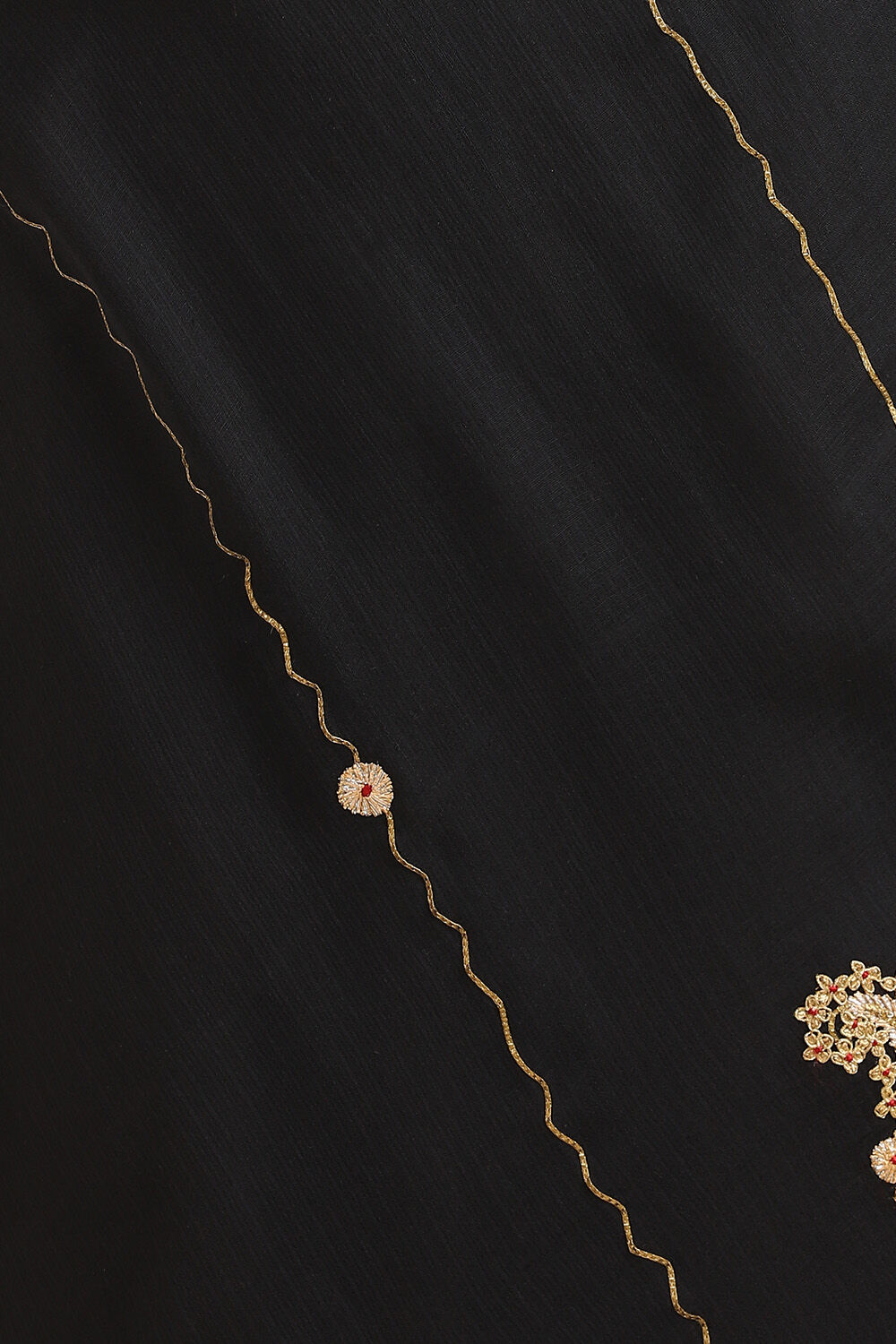 Black Pure Kota Embroidered Saree image number null