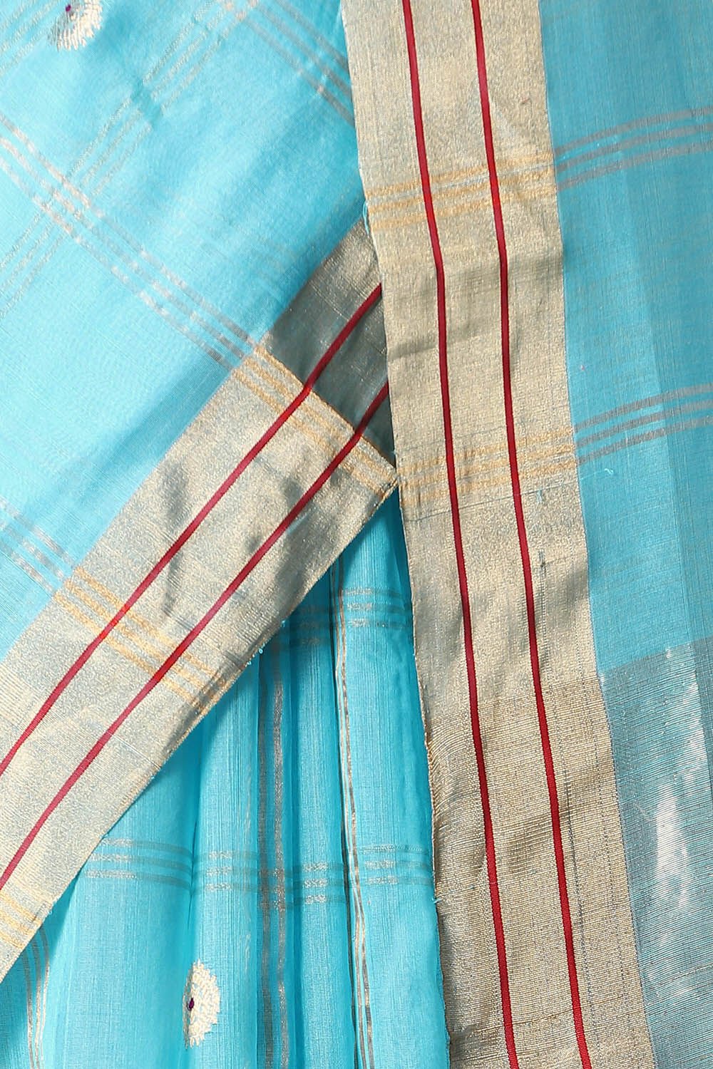 Light Blue Pure Silk Cotton Chanderi Saree image number null
