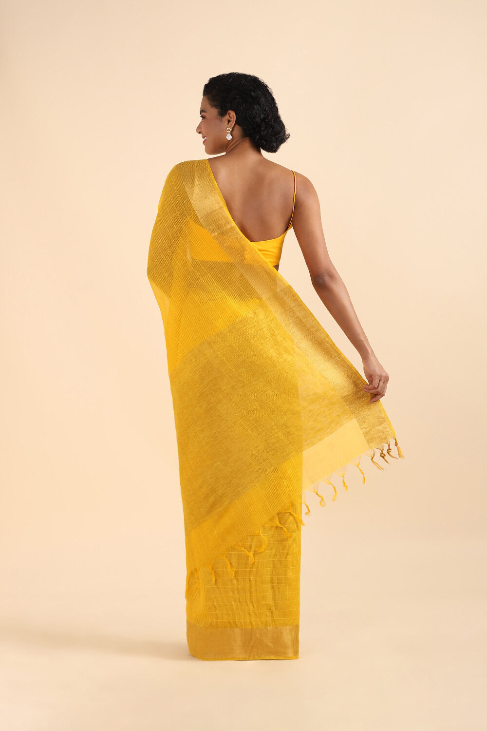 Yellow Pure Silk Woven Saree image number null