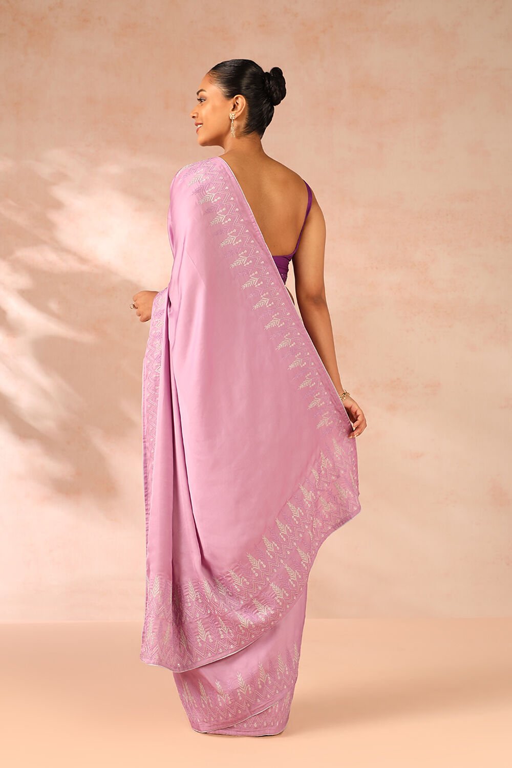 Purple Viscose Modal Embroidery Saree image number null