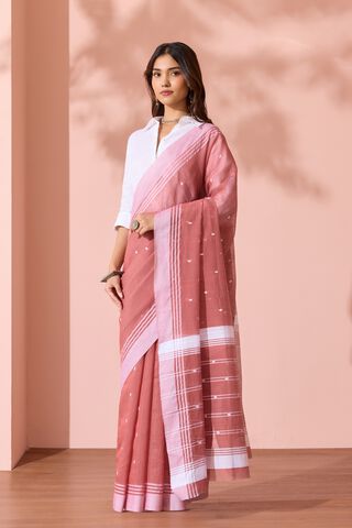 Light Red Woven Design Pure Silk Cotton Chanderi Saree thumbnail image number null