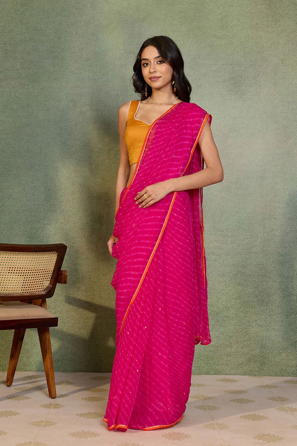 Pink Gota Patti Viscose Chiffon Rajasthan Saree image number null