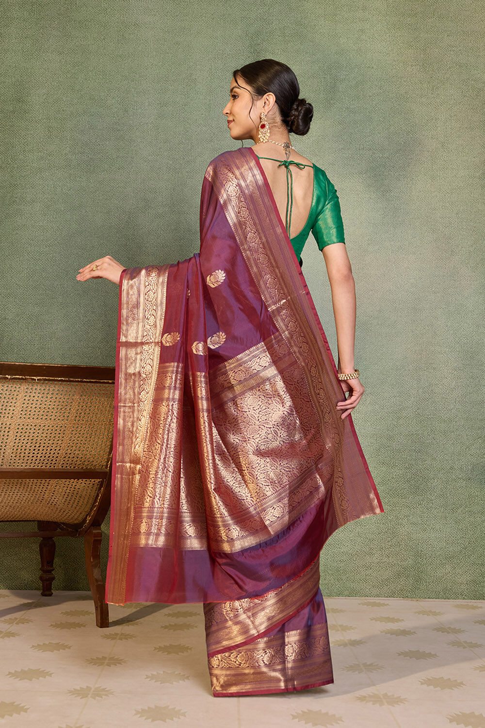 Dark Blue Banarasi Inspired Design Silk Viscose Kadwa Saree image number null