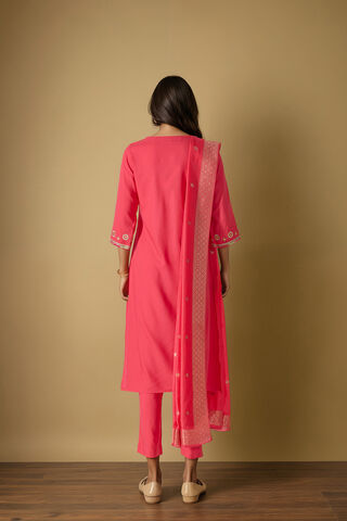 Pink Embroidered Pure Viscose Kurta Set thumbnail image number null