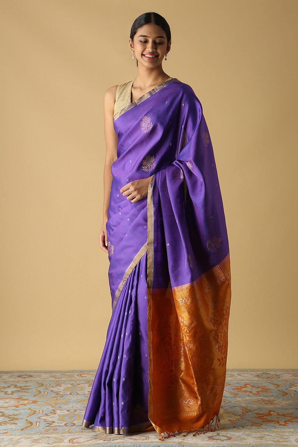 Purple Pure Silk South Saree image number null