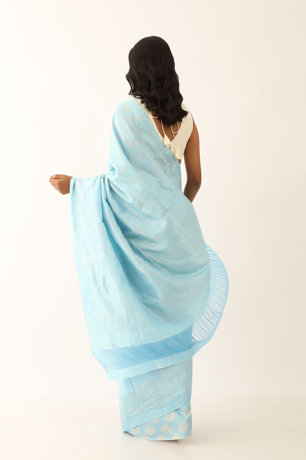 Light Blue Pure Silk South Block Printed Saree image number null