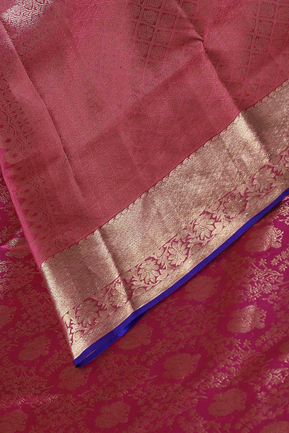 Dark Pink Pure Silk Kanjivaram Saree image number null