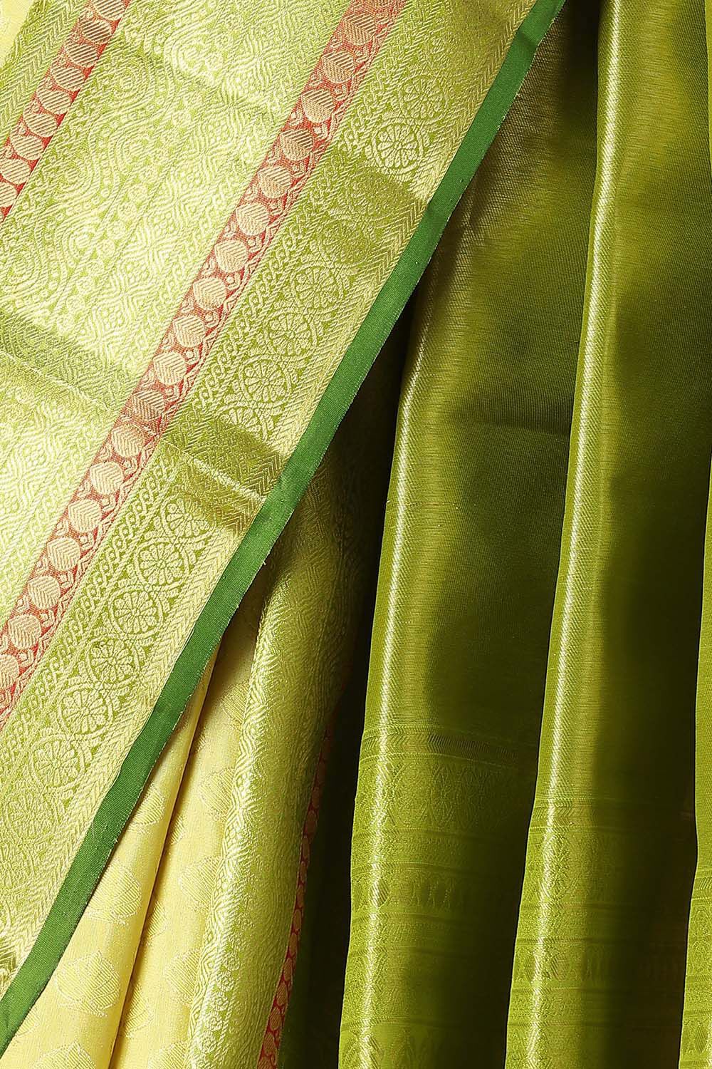 Light Yellow Pure Silk Kanjivaram inspired Saree image number null