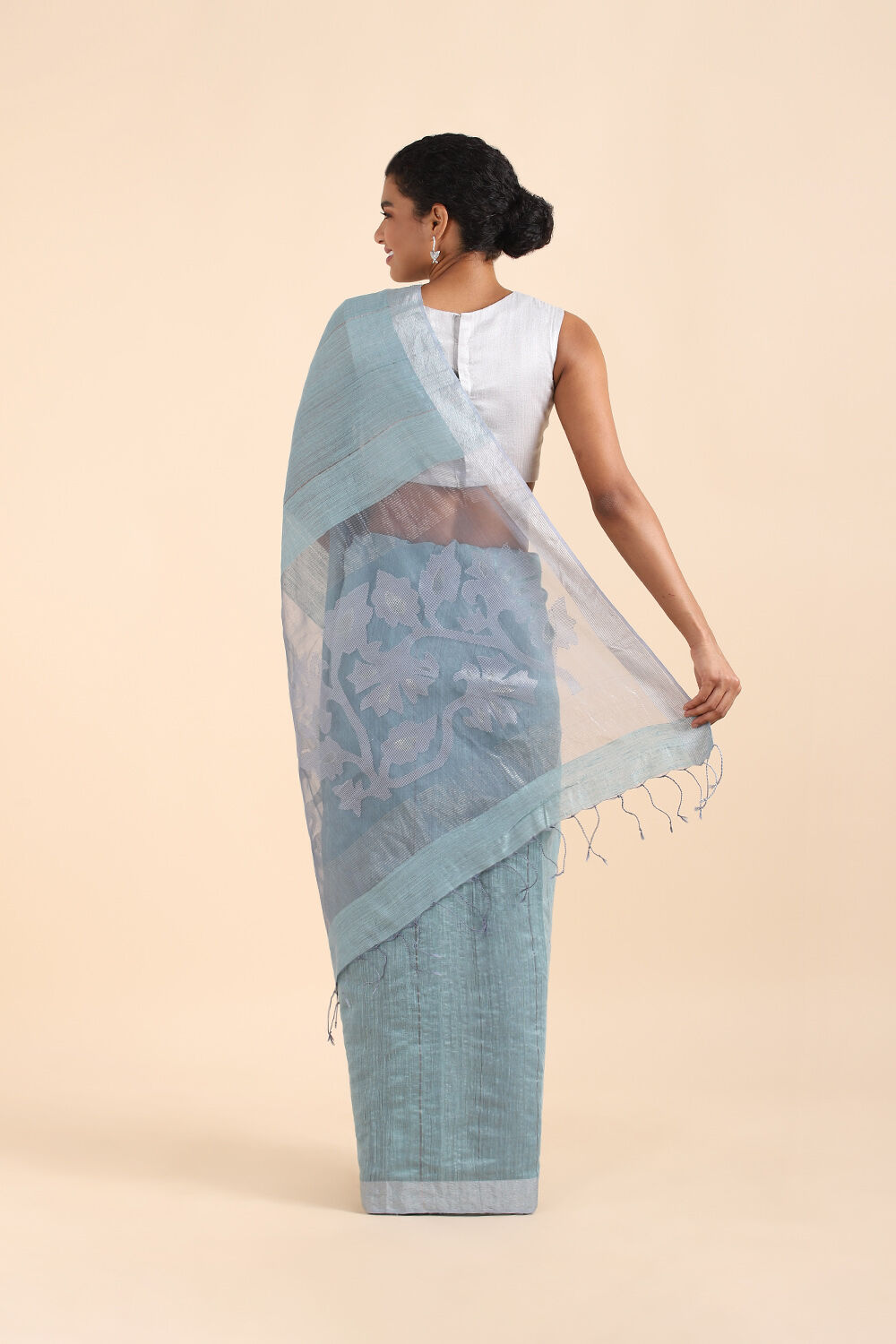 Light Blue Pure Silk Vanya Jamdani Saree image number null