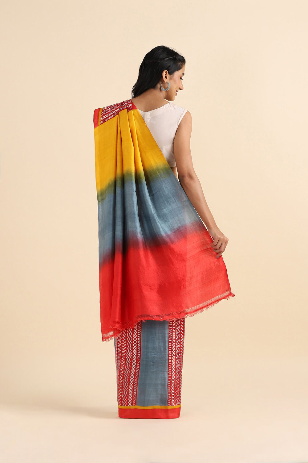 Grey Pure Silk Printed Saree image number null