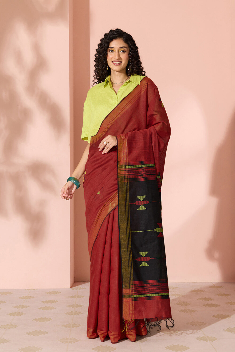 Dark Red Woven Silk Viscose Bhagalpur Saree image number null