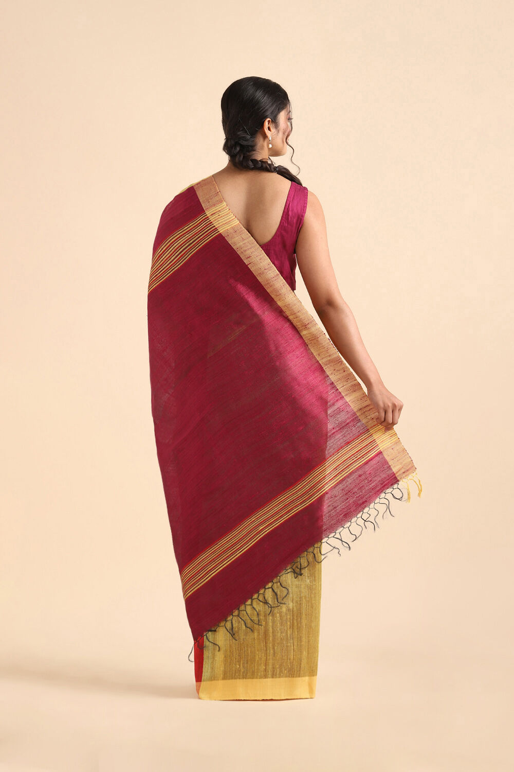 Gold Pure Tussar Silk Bhagalpuri Saree image number null