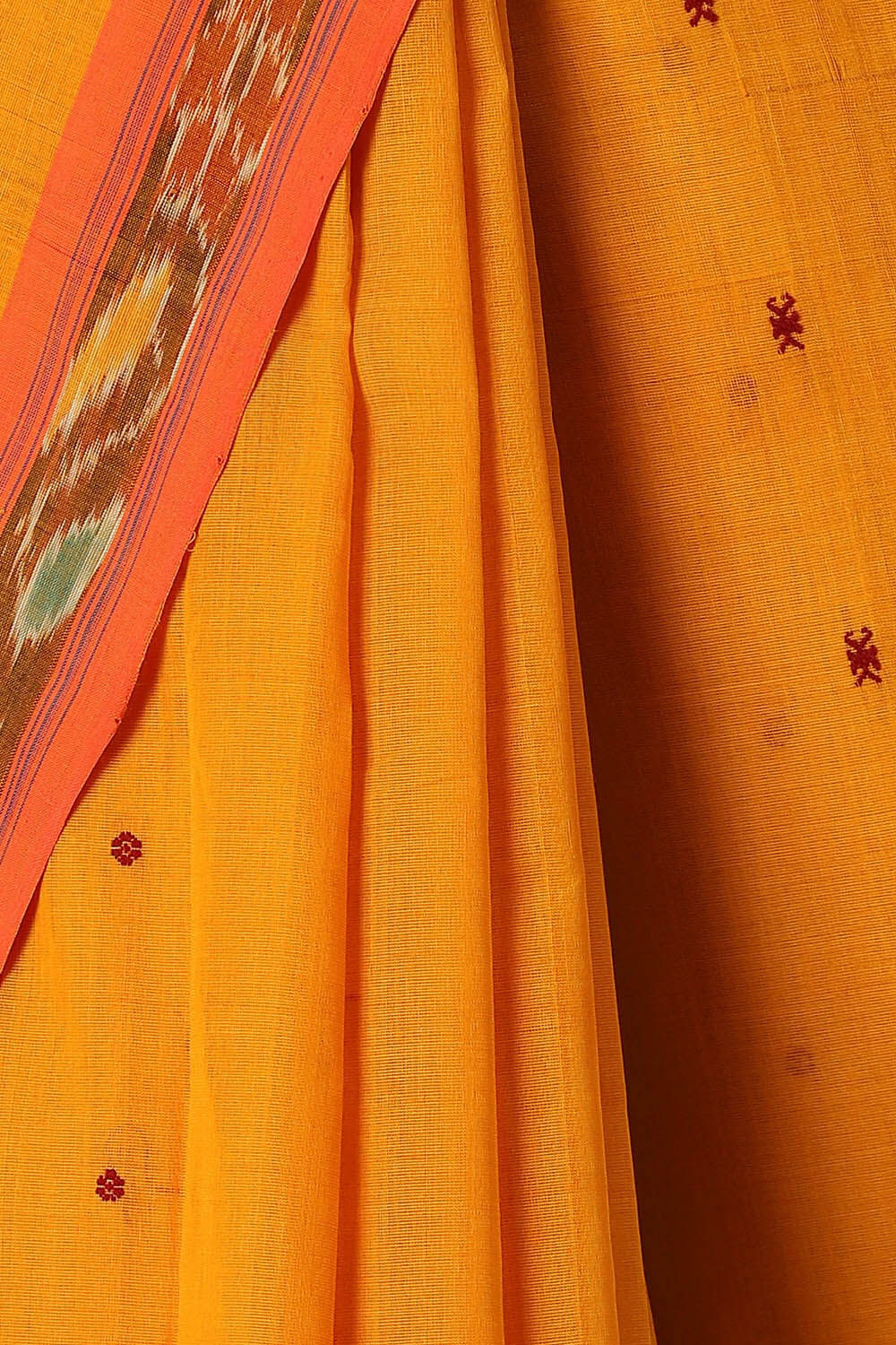 Yellow Pure Cotton Sambalpuri Ikat Saree image number null