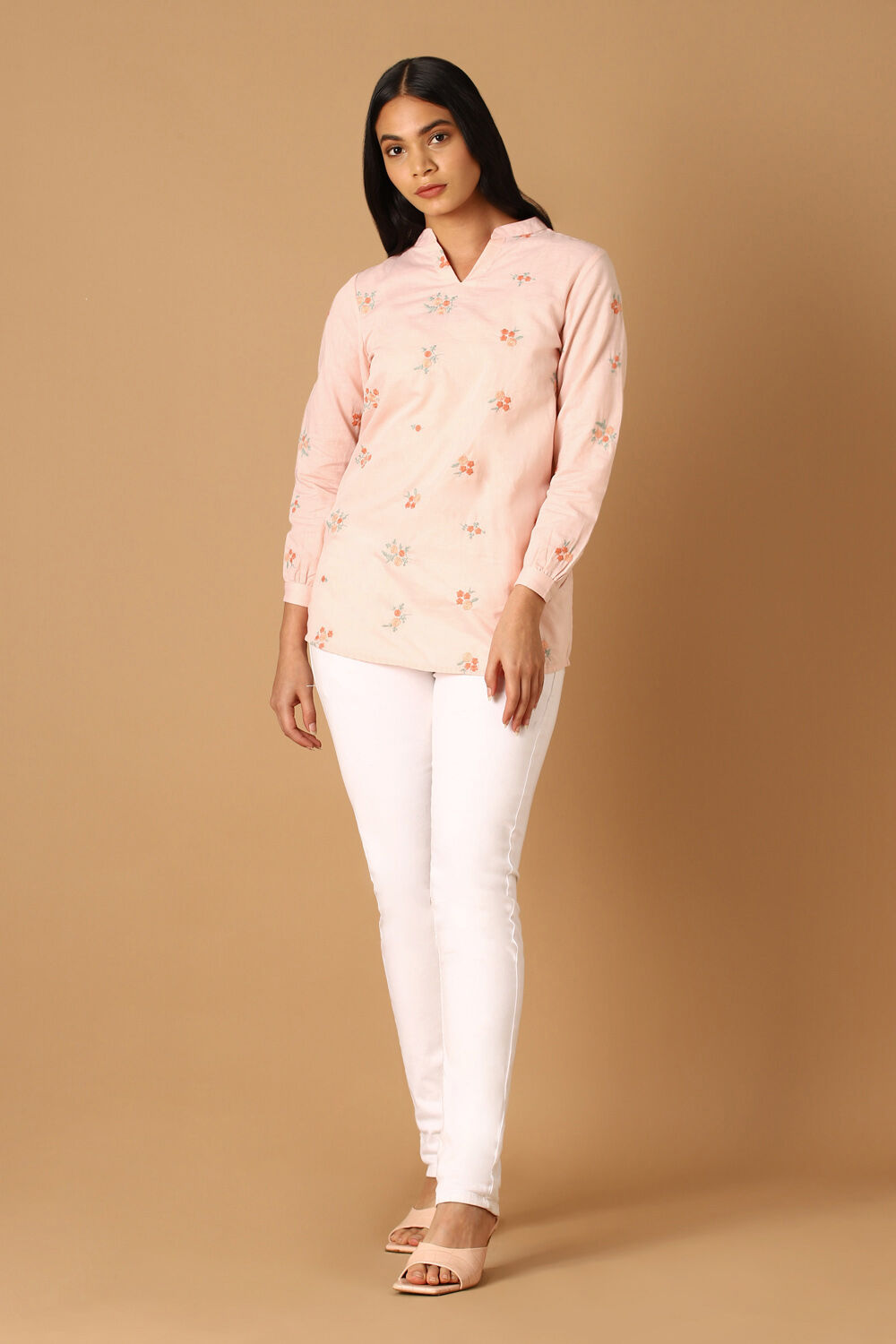 Light Pink Embroidered Kurta image number null