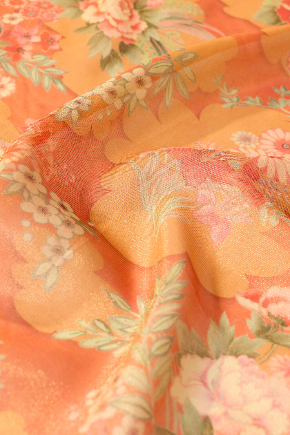 Orange Viscose Tissue Embroidered Saree image number null