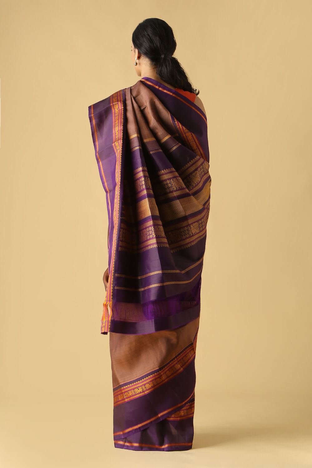 Brown Pure Silk Kanjivaram Saree image number null