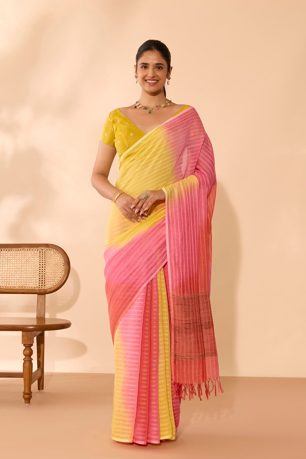 Multi Silk Modal Tie And Dye Saree image number null