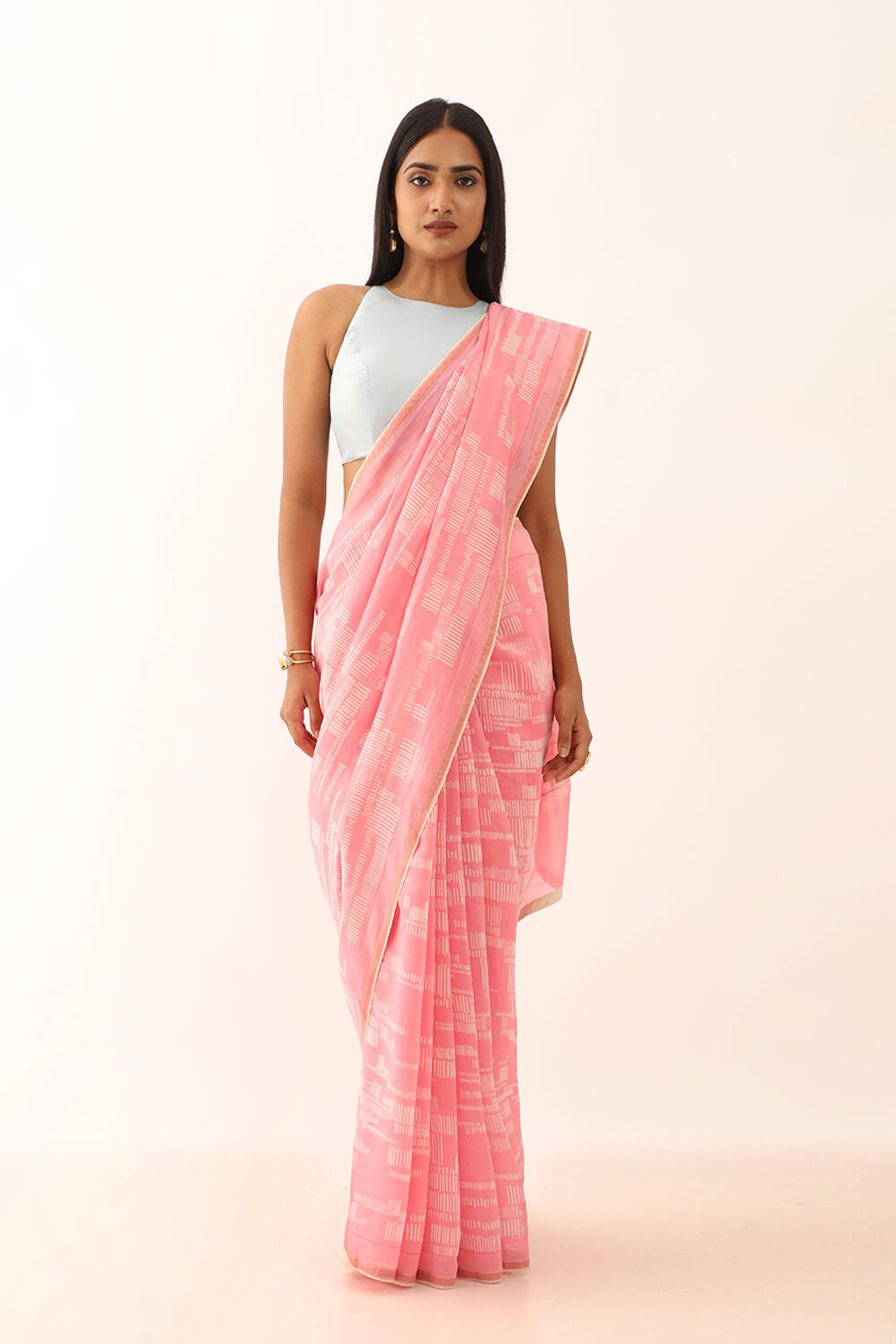 Pink Pure Silk Cotton Bagru Printed Saree image number null