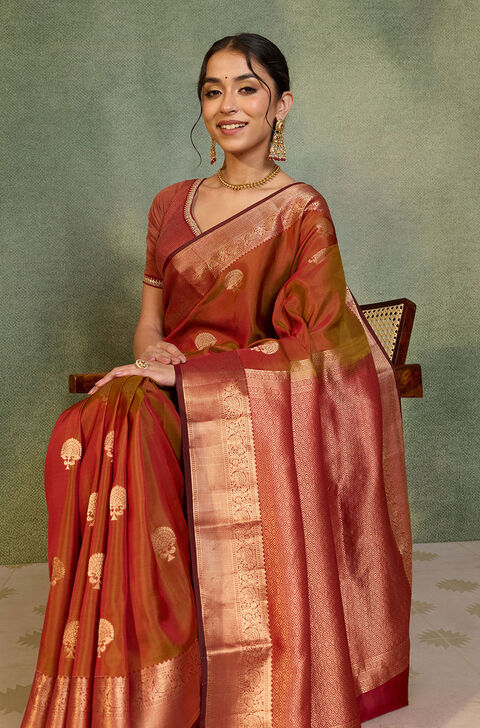 Brown Woven Apsara Silk Viscose Saree