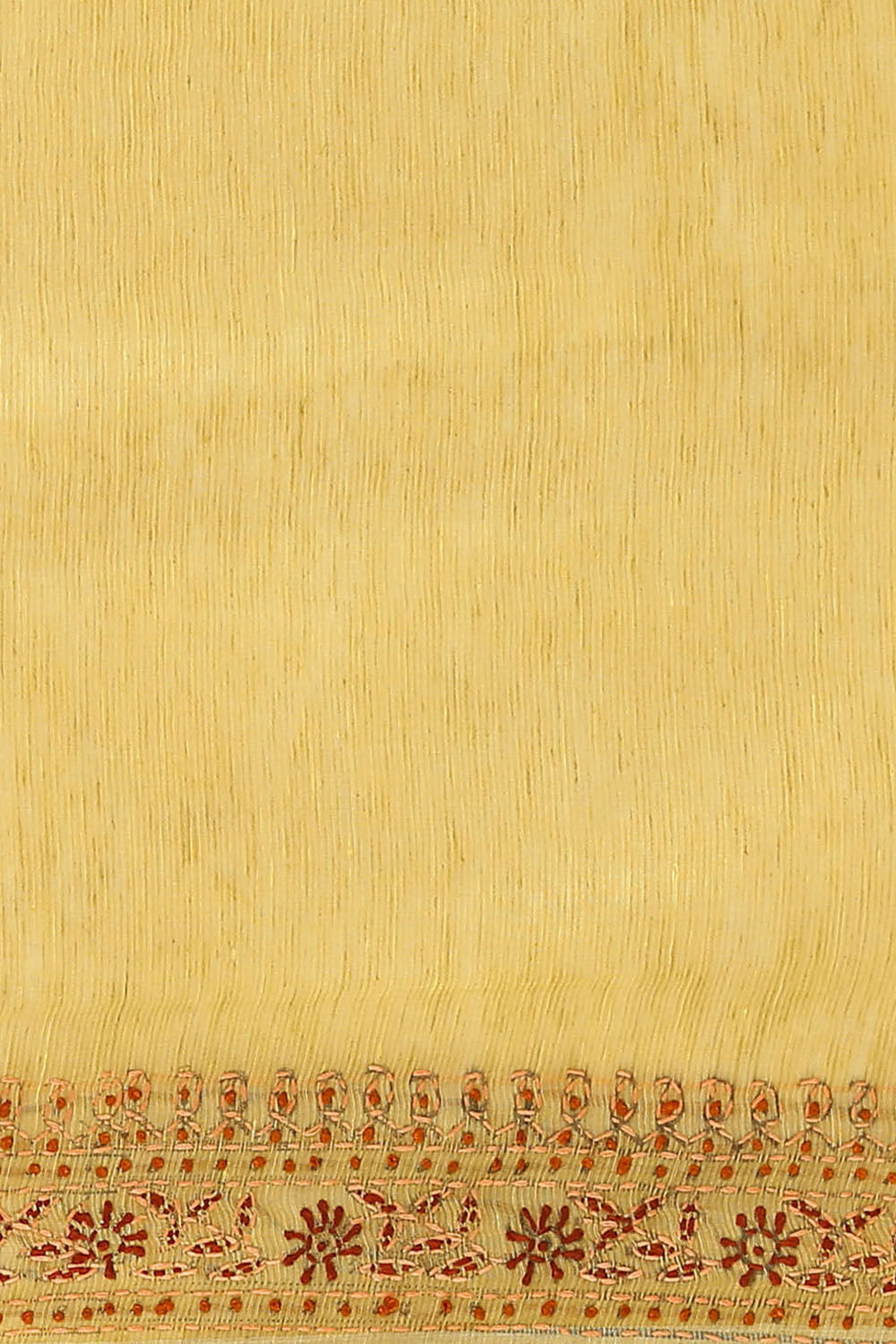 Yellow Embroidered Pure Silk Linen Saree image number null