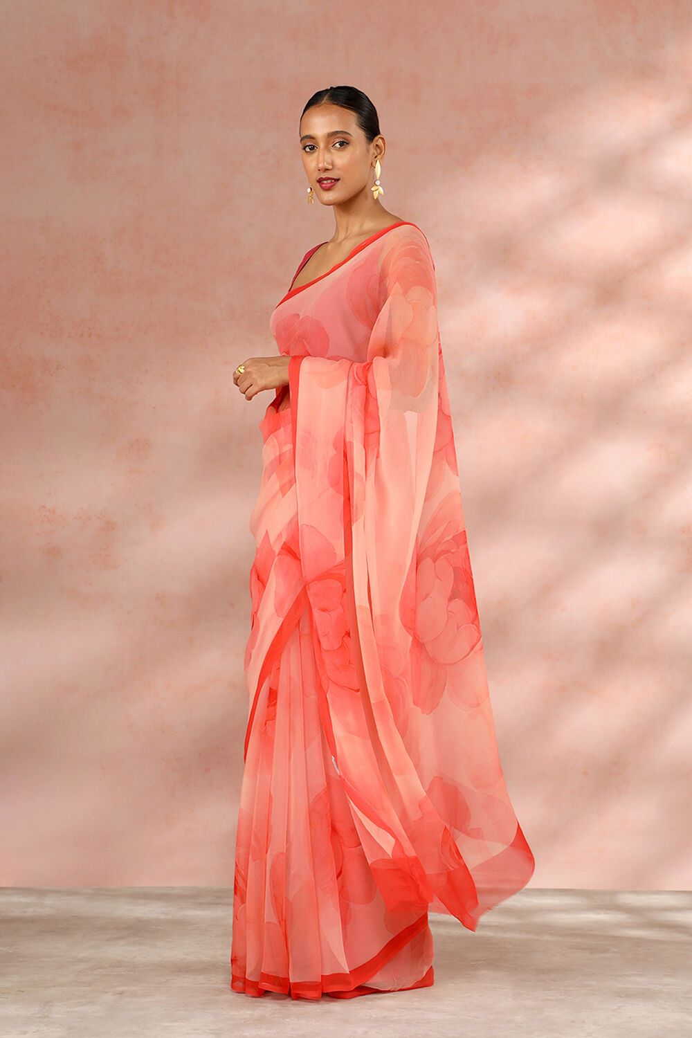 Orange Contemporary Viscose Chiffon Digital Printed Saree image number null