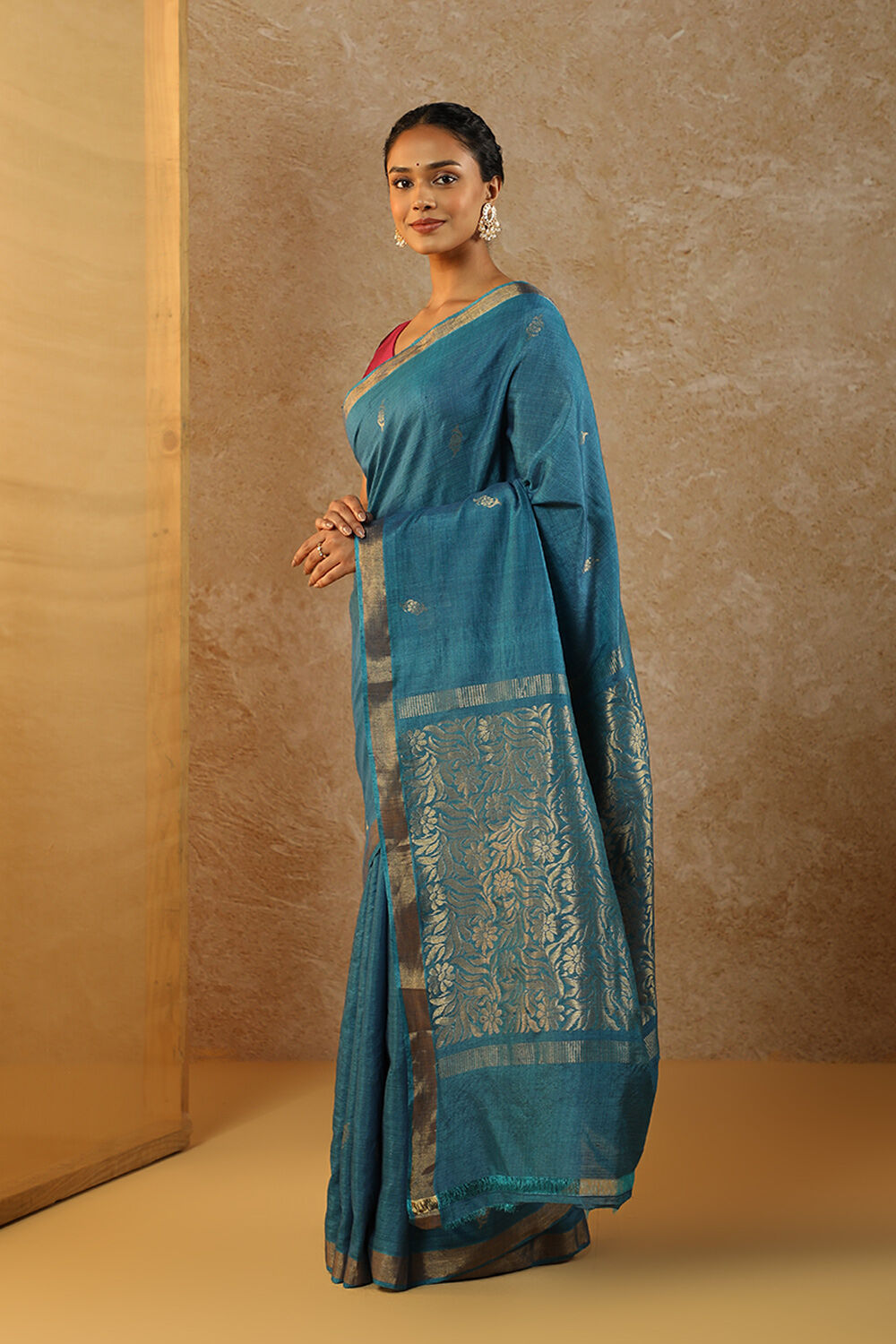 Navy Chattisgarh Woven Pure Tussar Silk Saree image number null