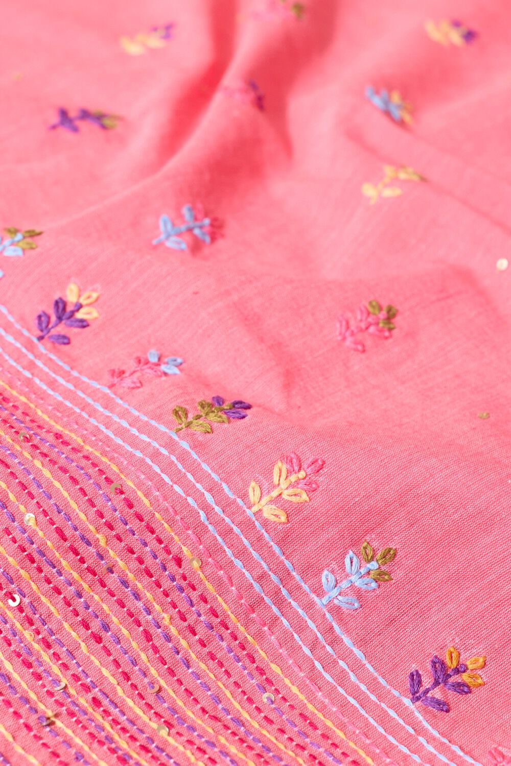 Light Orange Bengal Pure Cotton Embroidered Saree image number null