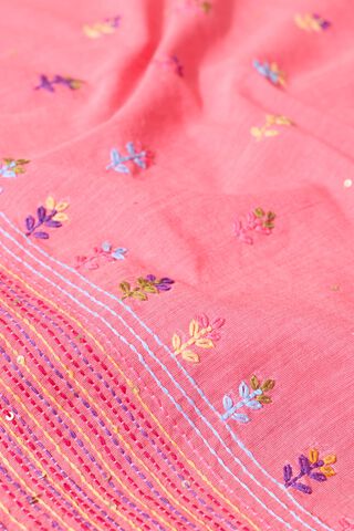 Light Orange Bengal Pure Cotton Embroidered Saree thumbnail image number null