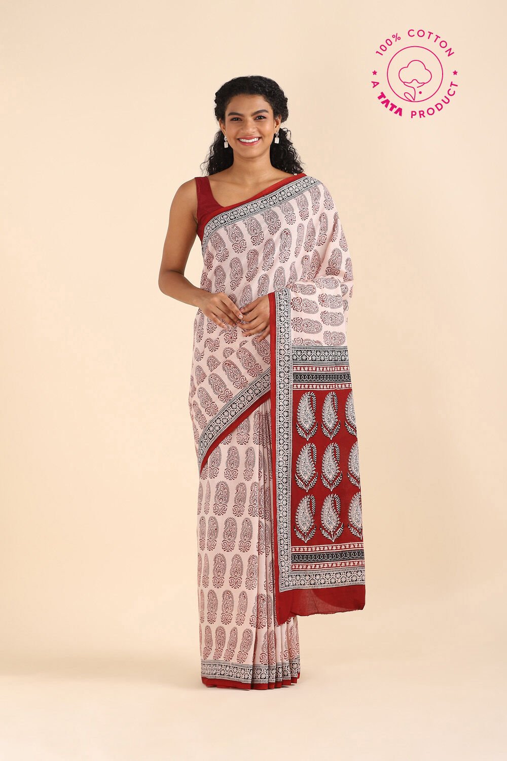 Off Pure White Cotton Bagh Printed image number null