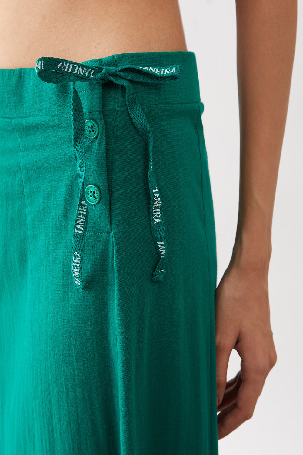 Green Woven Cotton Lycra Skirt image number null