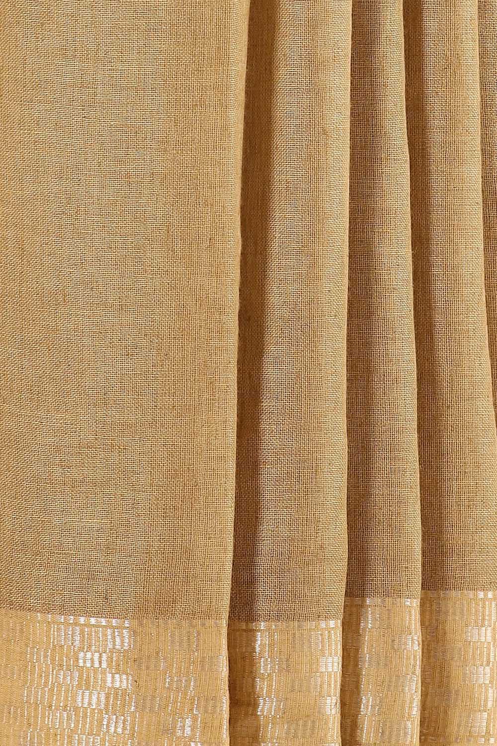 Beige Pure Linen Bhagalpuri Saree image number null