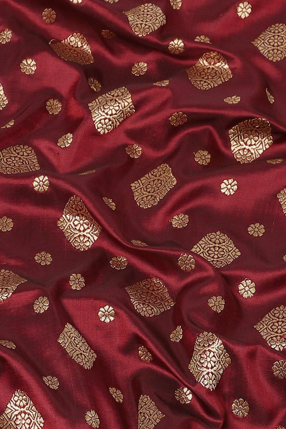Dark Red Pure Silk Banarasi Brocade Saree image number null