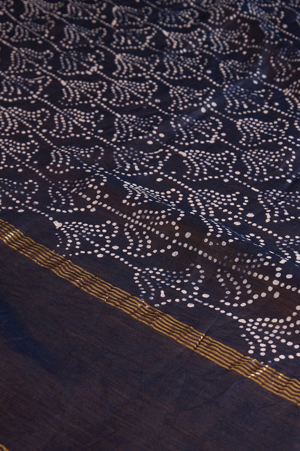 Dark Blue Pure Silk Cotton Batik Saree image number null
