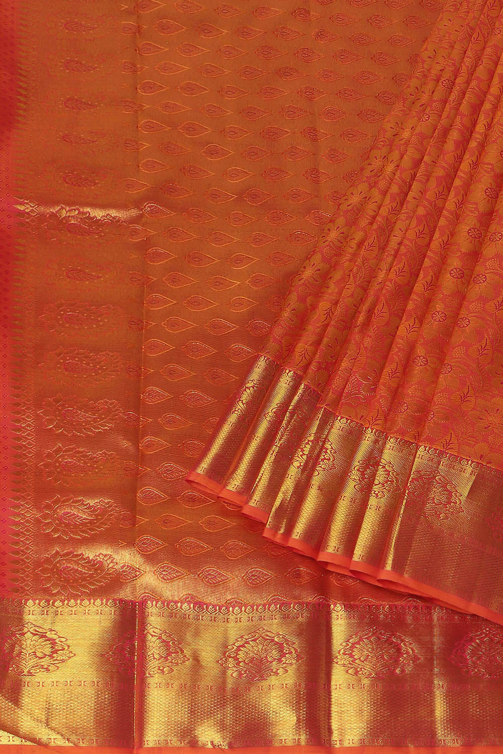 Orange Pure Silk Kanjivaram Saree image number null