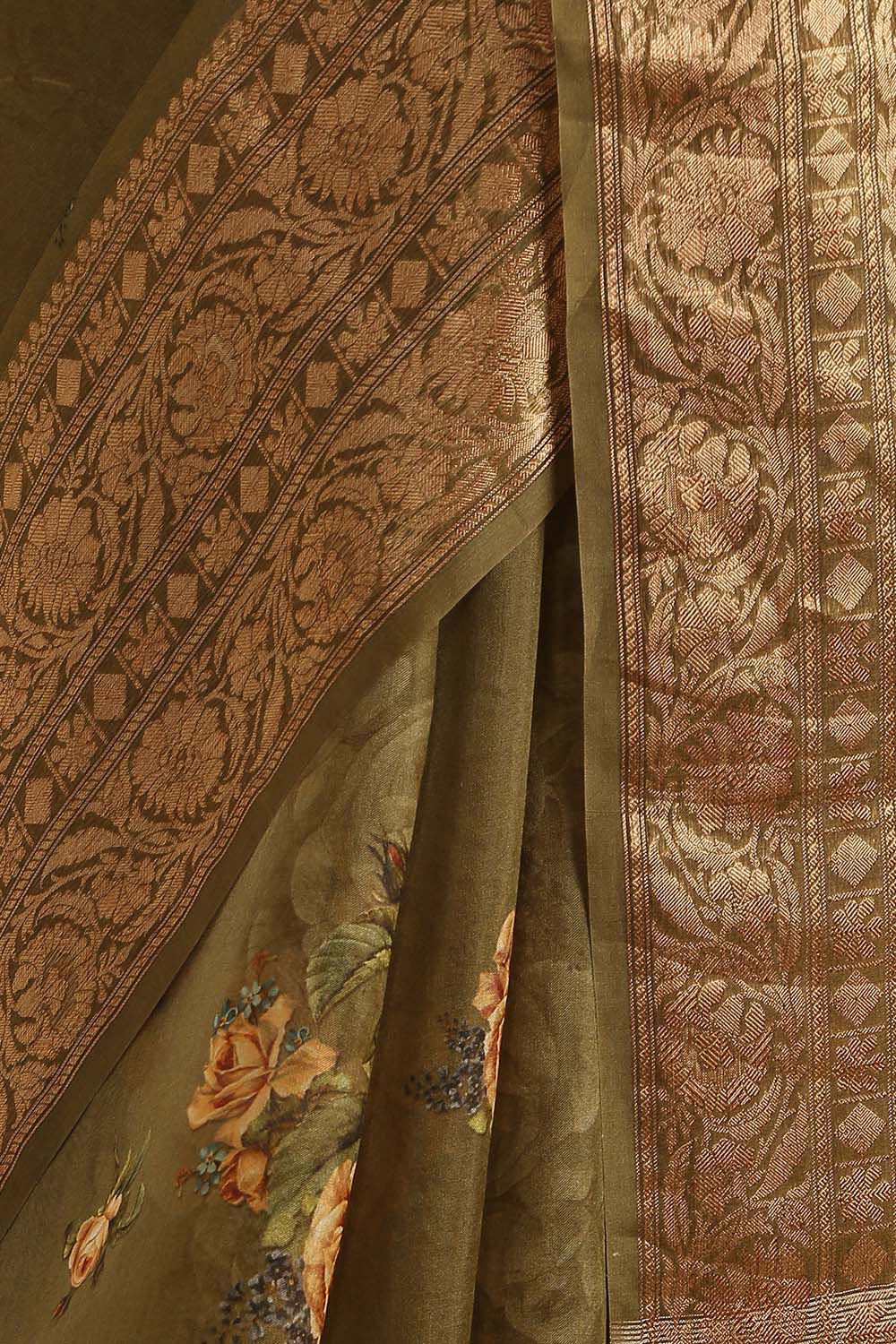 Light Green Pure Silk Organza Digital Printed Saree image number null