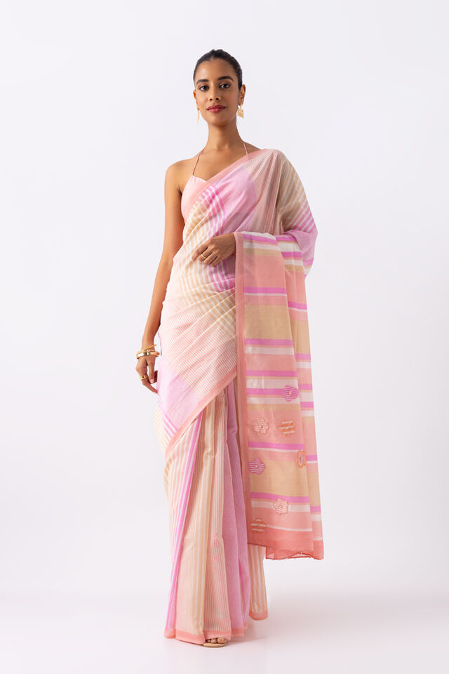 Light Pink Pure Silk Cotton Printed Saree