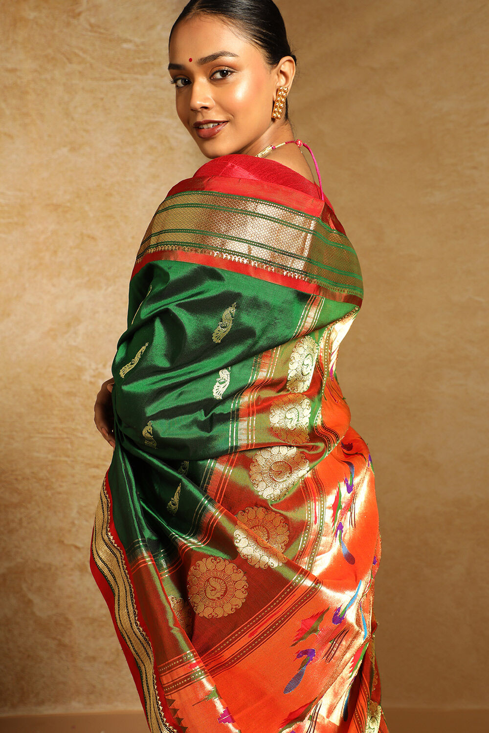 Green Pure Silk Paithani Saree image number null