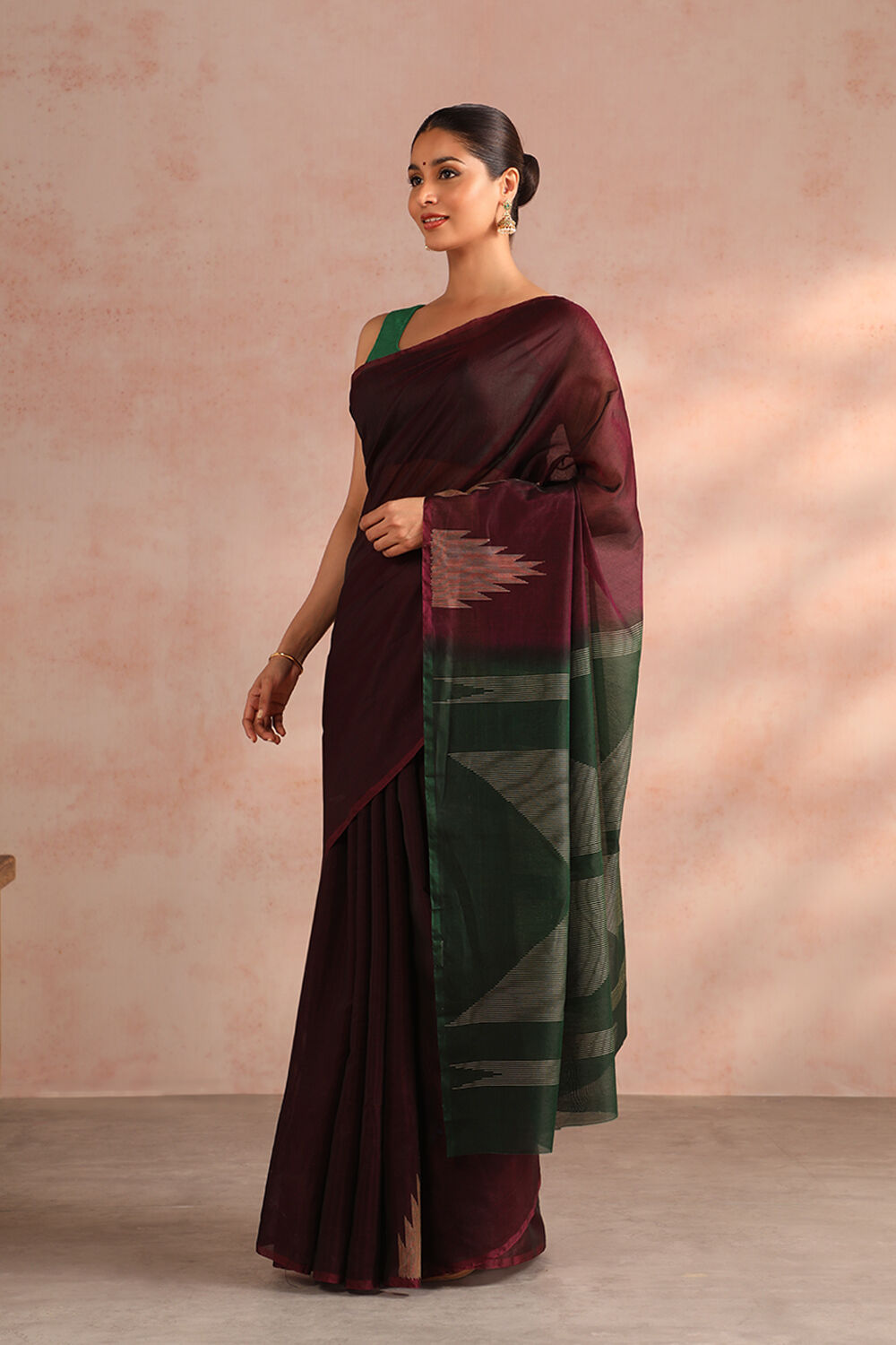 Violet Woven Pure Soft Silk Cotton Saree image number null