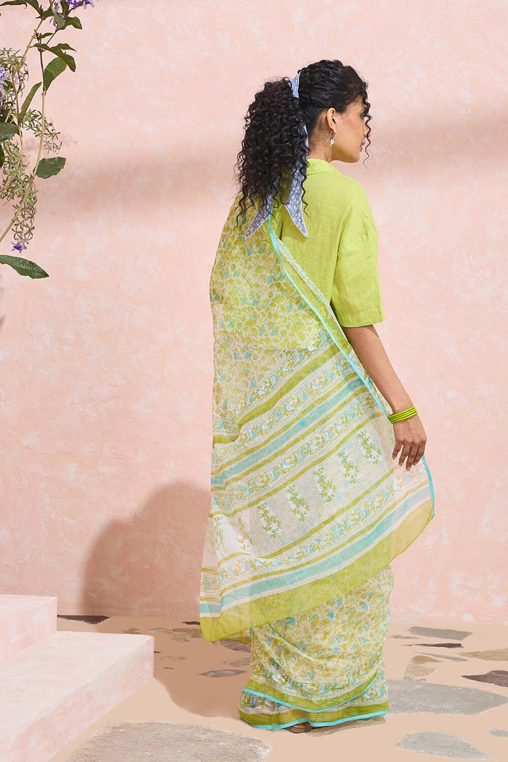 Light Green Rajasthan Printed Sanganeri Pure Cotton Kota Saree image number null