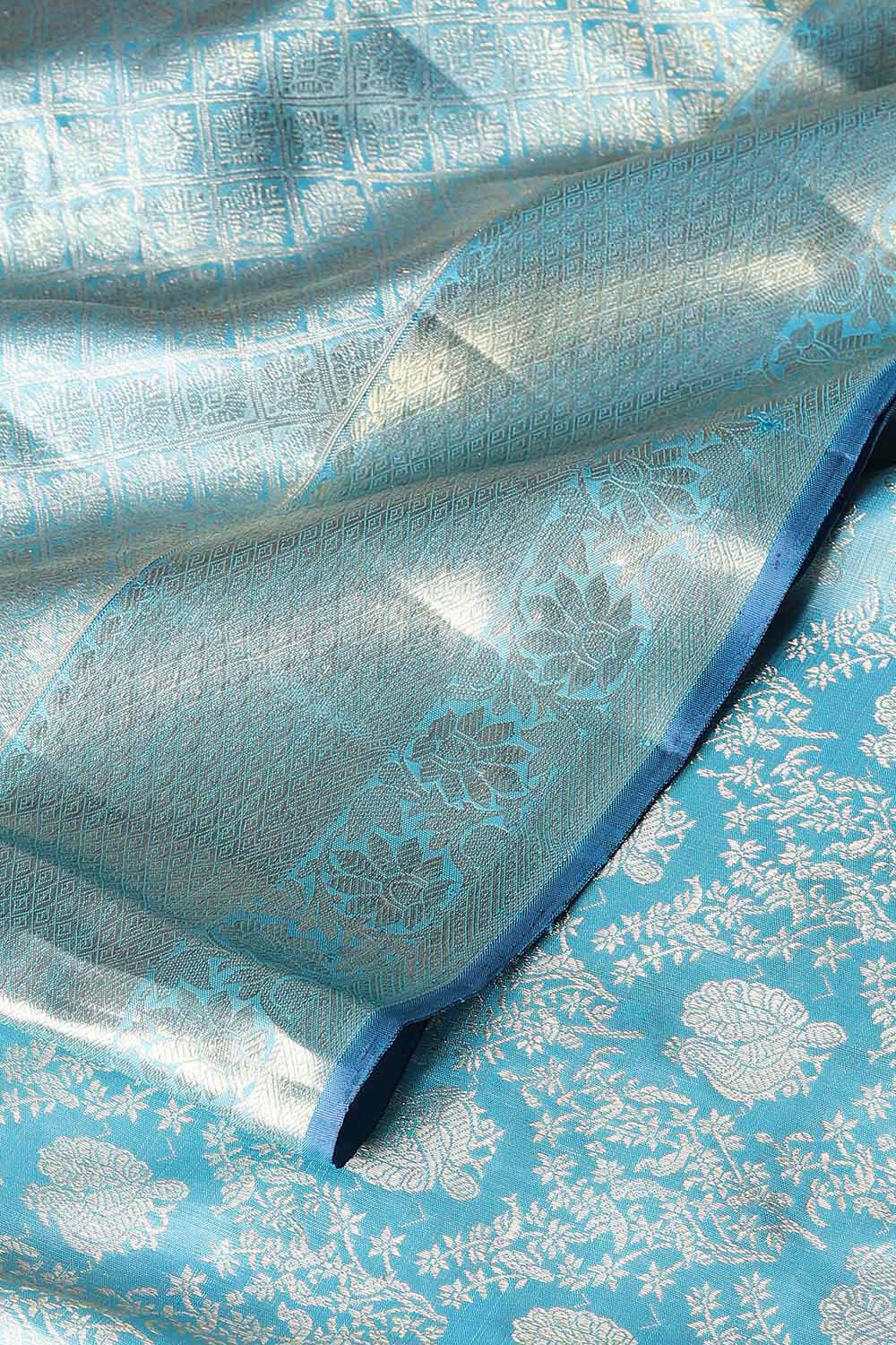 Light Blue Pure Silk Kanjivaram Saree image number null