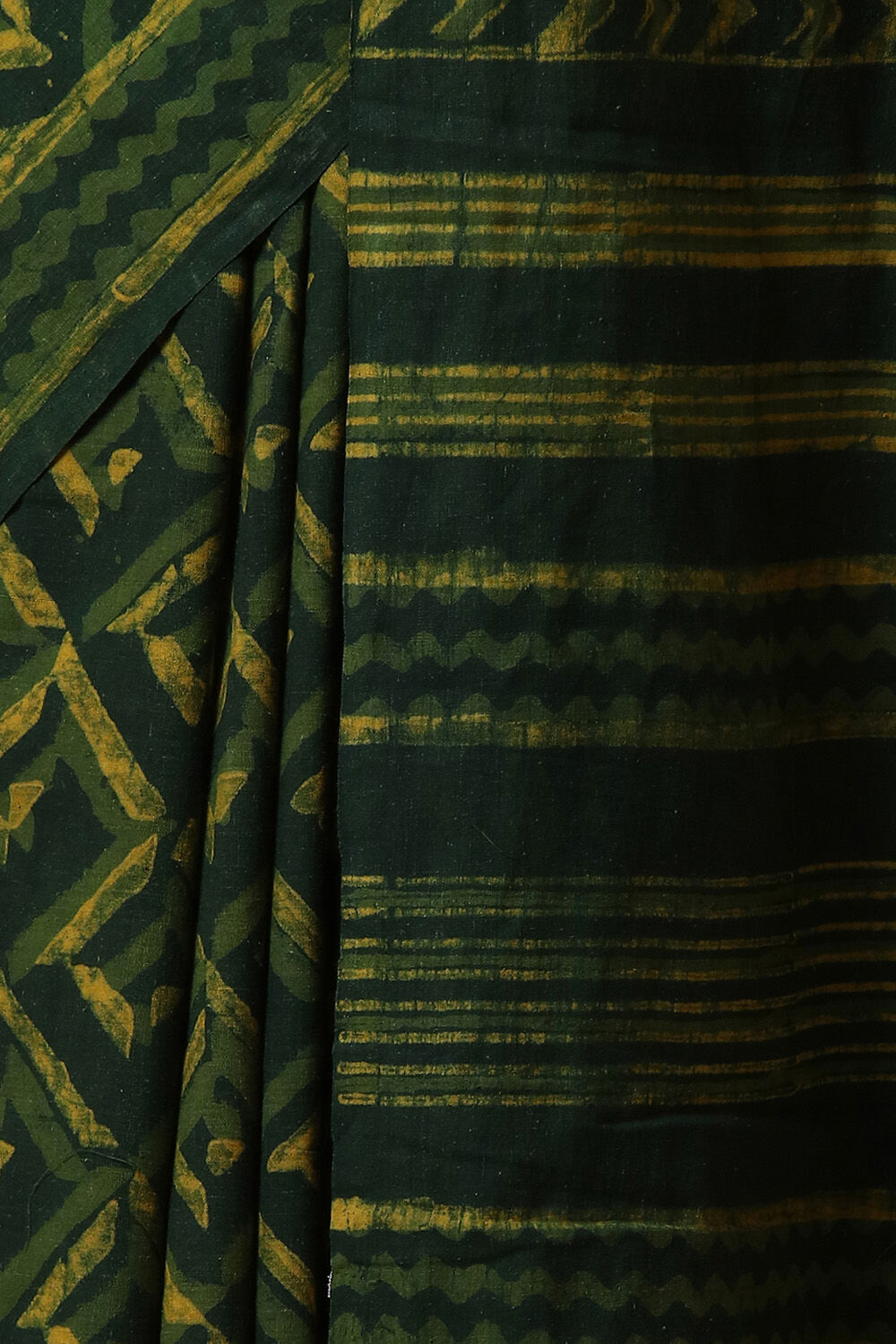 Green Pure Khadi Cotton Dabu Printed Saree image number null